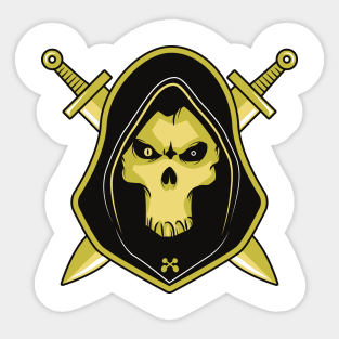 Yellow Skull Skeleton Swordsman Melee Warrior Sticker